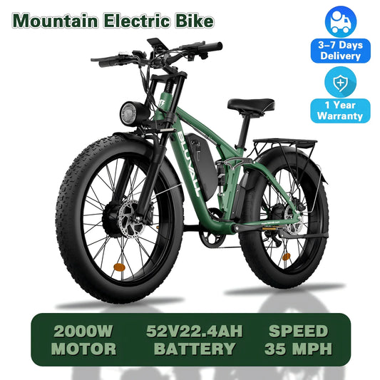 Electric Bicycle 26*4.0 Fat Tire 2000W 52V 22.4AH Battery Road Electric Bike Adults Waterproof Snow Beach EBike