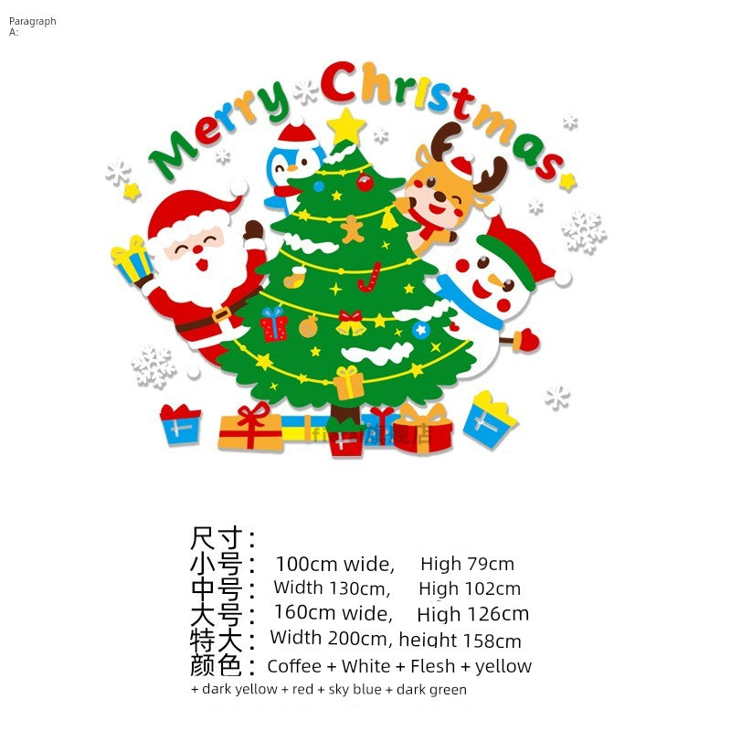 Christmas Decoration Scene Layout Shopping Window Glass Sticker Painting Santa Claus Christmas Tree Wall Decorations