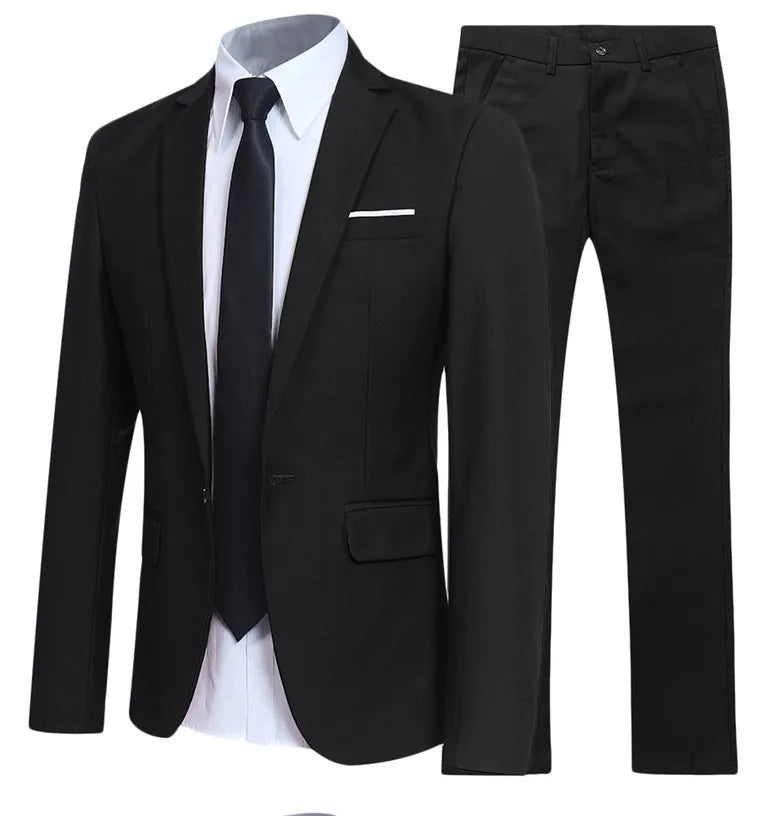 Blazer Suits Men 2 Piece Set Party Coat Straight Pants Ensemble Autumn 2025 Button Trousers Suit Jacket Outfits Formal Banquet
