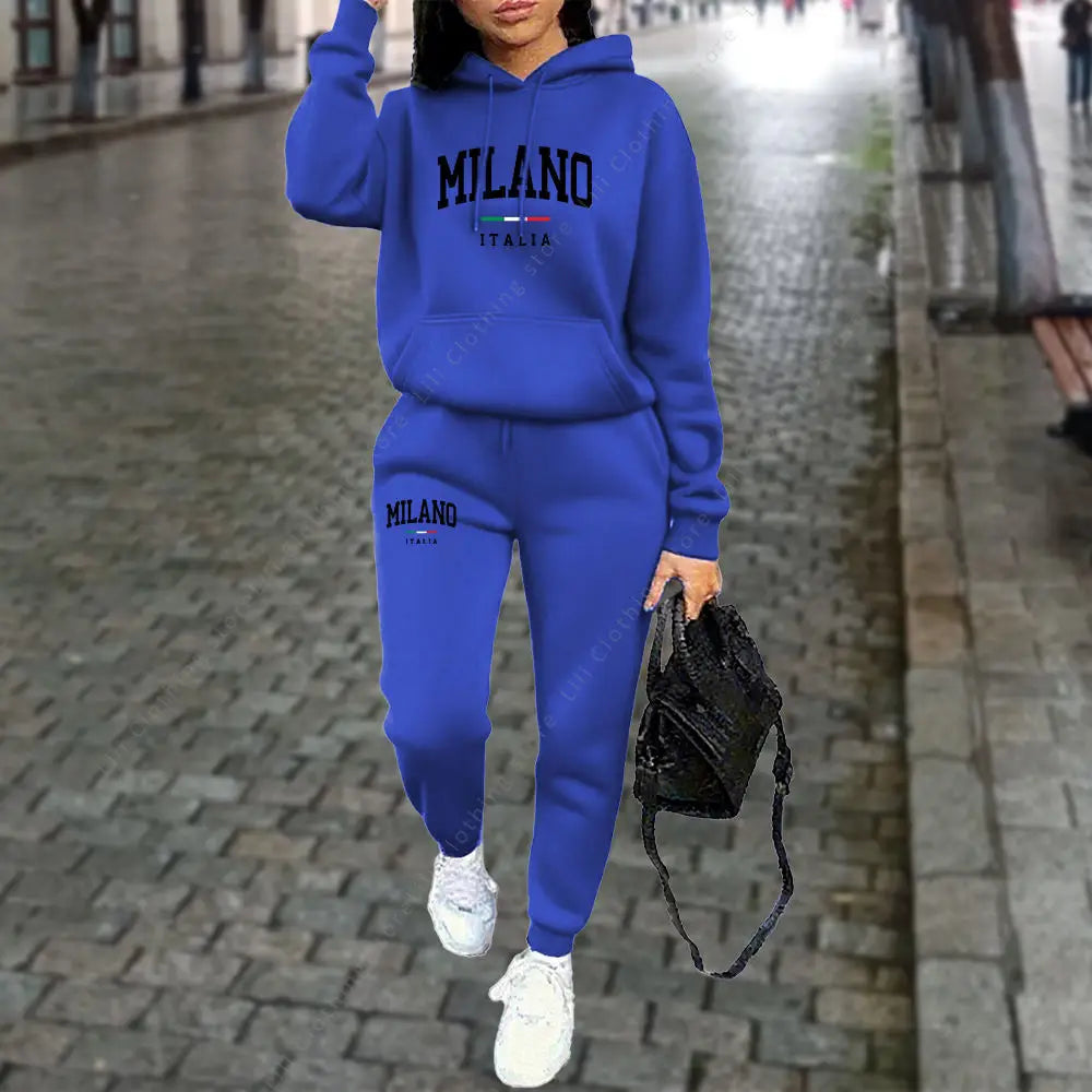 Autumn Winter Women's Sets 2pcs Hoodies Pants Suit Sports Outfits