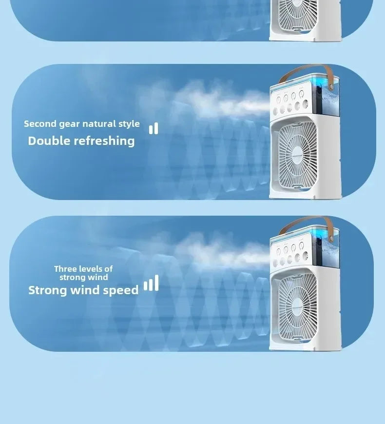 Air Conditioner Portable 3 in 1 Fan Mini Cooler Home House LED Humidifier For Bedroom Small Living Room Water Summer Fans Desk