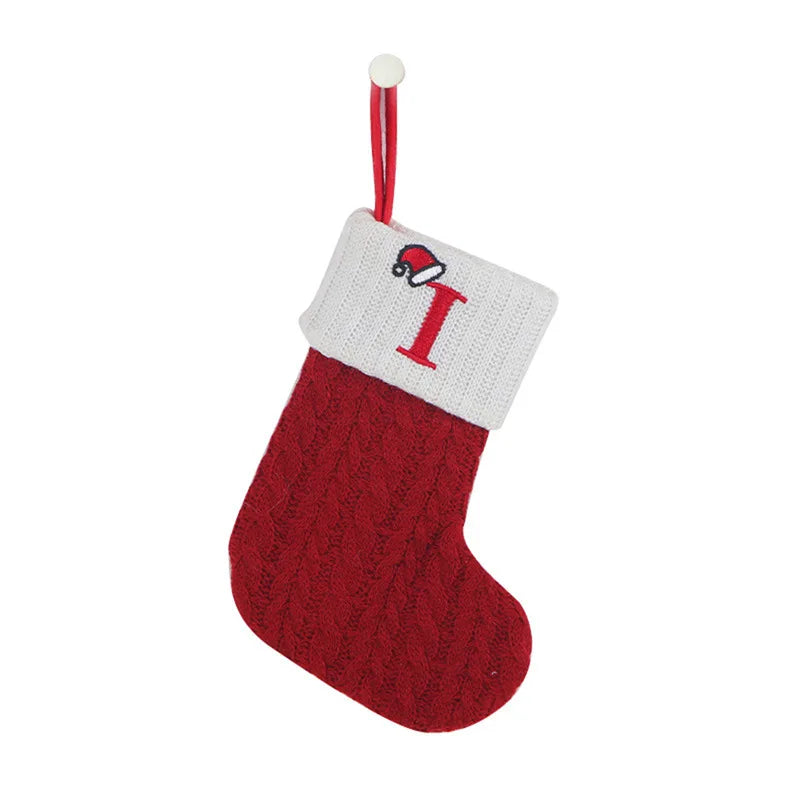 Christmas Socks Knitting Snowflake Letter Stocking Christmas Decoration For Home 2024 Xmas Tree Ornament Gift Navidad Natal 2025
