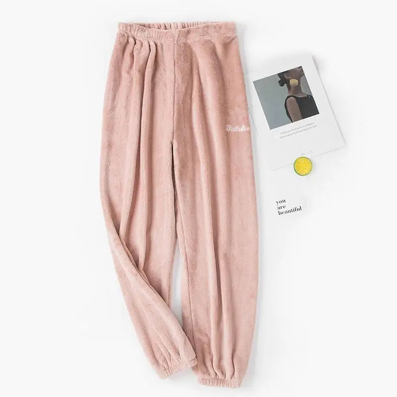 Autumn Women Solid Warm 1/2 Piece Sets Thicken Velvet Ribbed Fleece Set Pullover And Pants Women Casual Pajama Sets 2025
