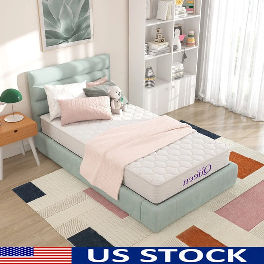 Twin Innerspring Mattress 8 Inch Medium Firm Bonnell Coil Hypoallergenic Foam Breathable Construction Mattress in a Box All Ages