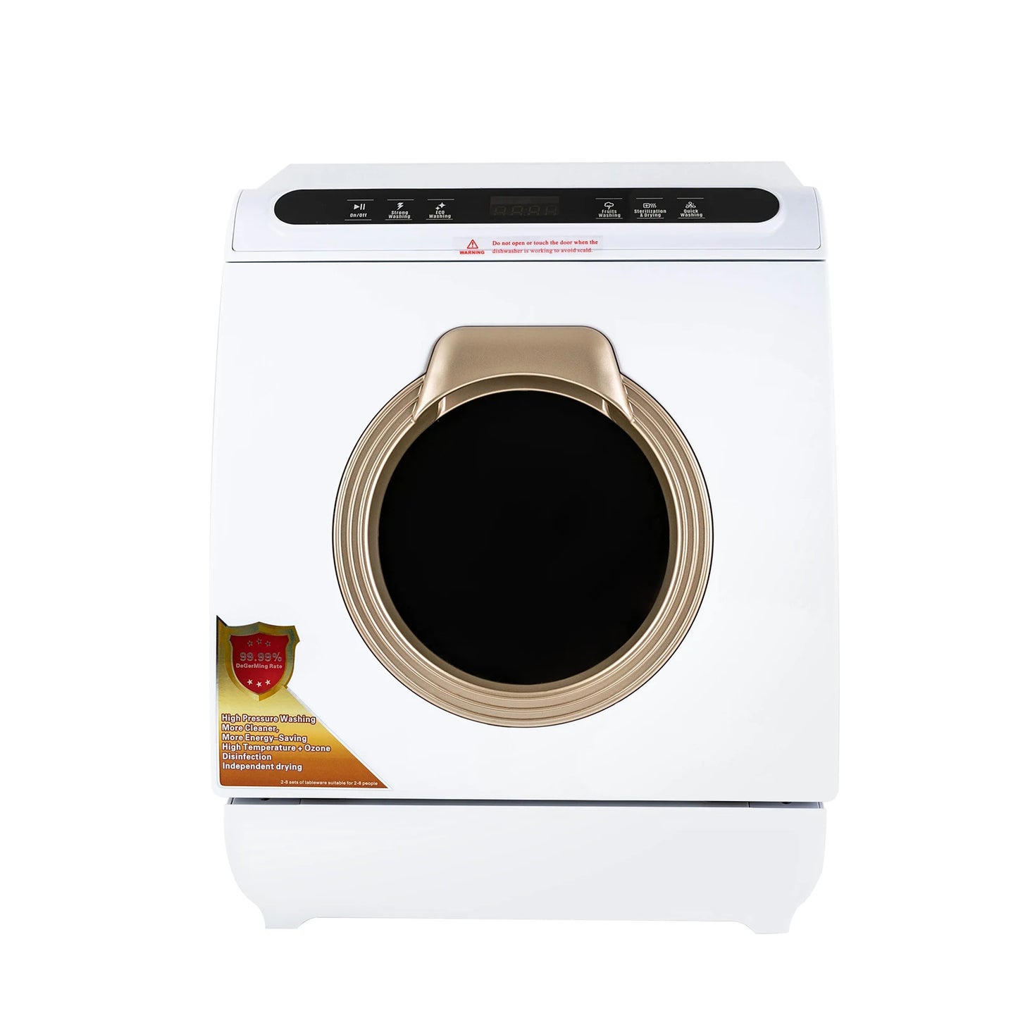 110V 900W Portable Dishwasher Countertop Dish Washing Machine Sterilization Temperature 72℃ 5 Washing Programs Apartment