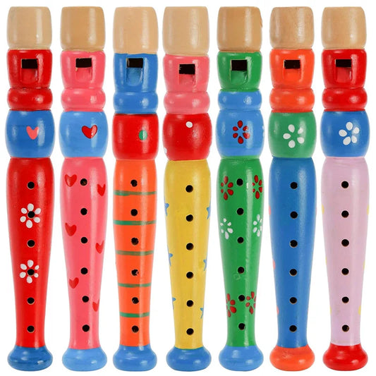 Colorful Piccolo Wooden Flute Musical Instrument For Kids Early Childhood Development Toys Preschool Montessori Educational Gift