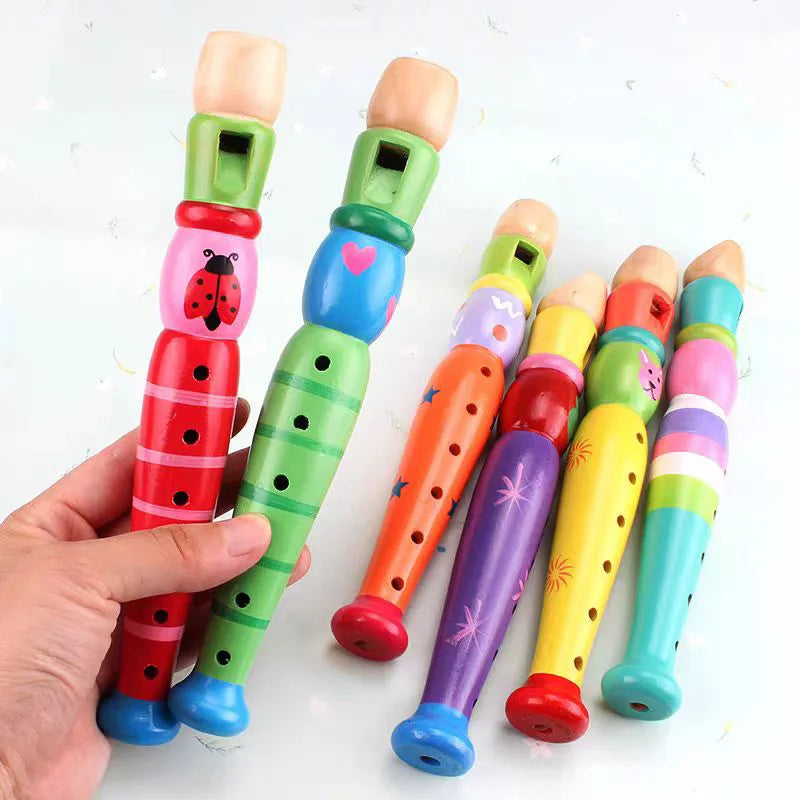 Colorful Piccolo Wooden Flute Musical Instrument For Kids Early Childhood Development Toys Preschool Montessori Educational Gift