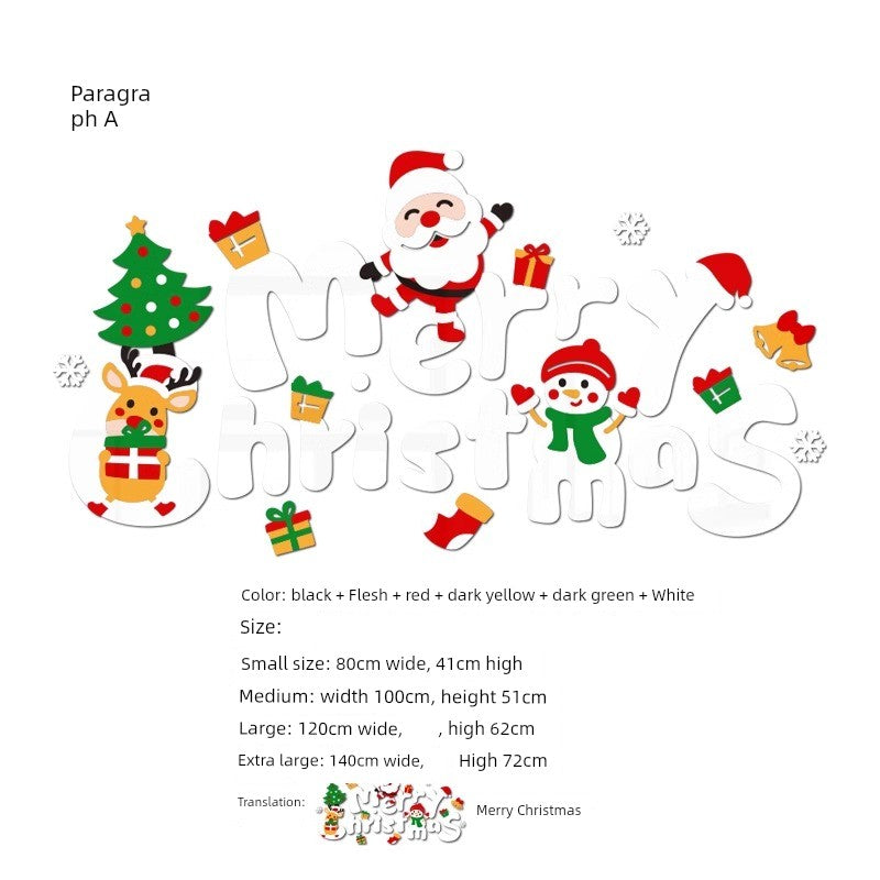 Christmas Decoration Scene Layout Shopping Window Glass Sticker Painting Santa Claus Christmas Tree Wall Decorations