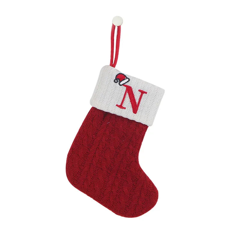 Christmas Socks Knitting Snowflake Letter Stocking Christmas Decoration For Home 2024 Xmas Tree Ornament Gift Navidad Natal 2025