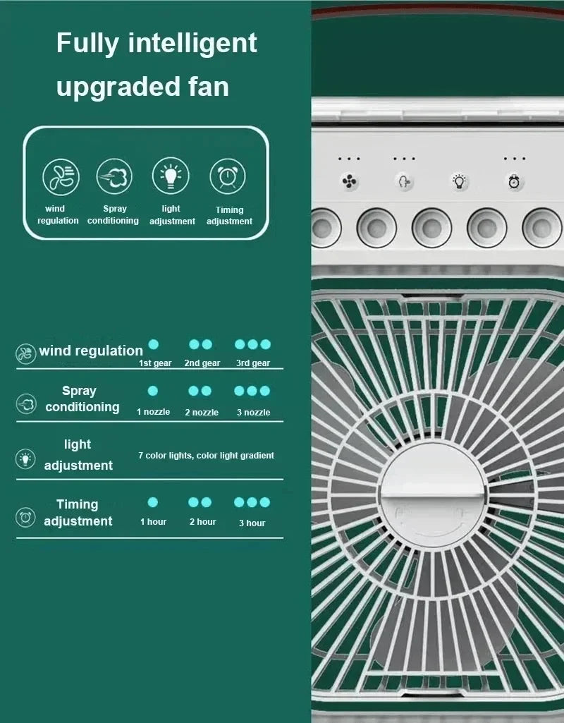 Air Conditioner Portable 3 in 1 Fan Mini Cooler Home House LED Humidifier For Bedroom Small Living Room Water Summer Fans Desk