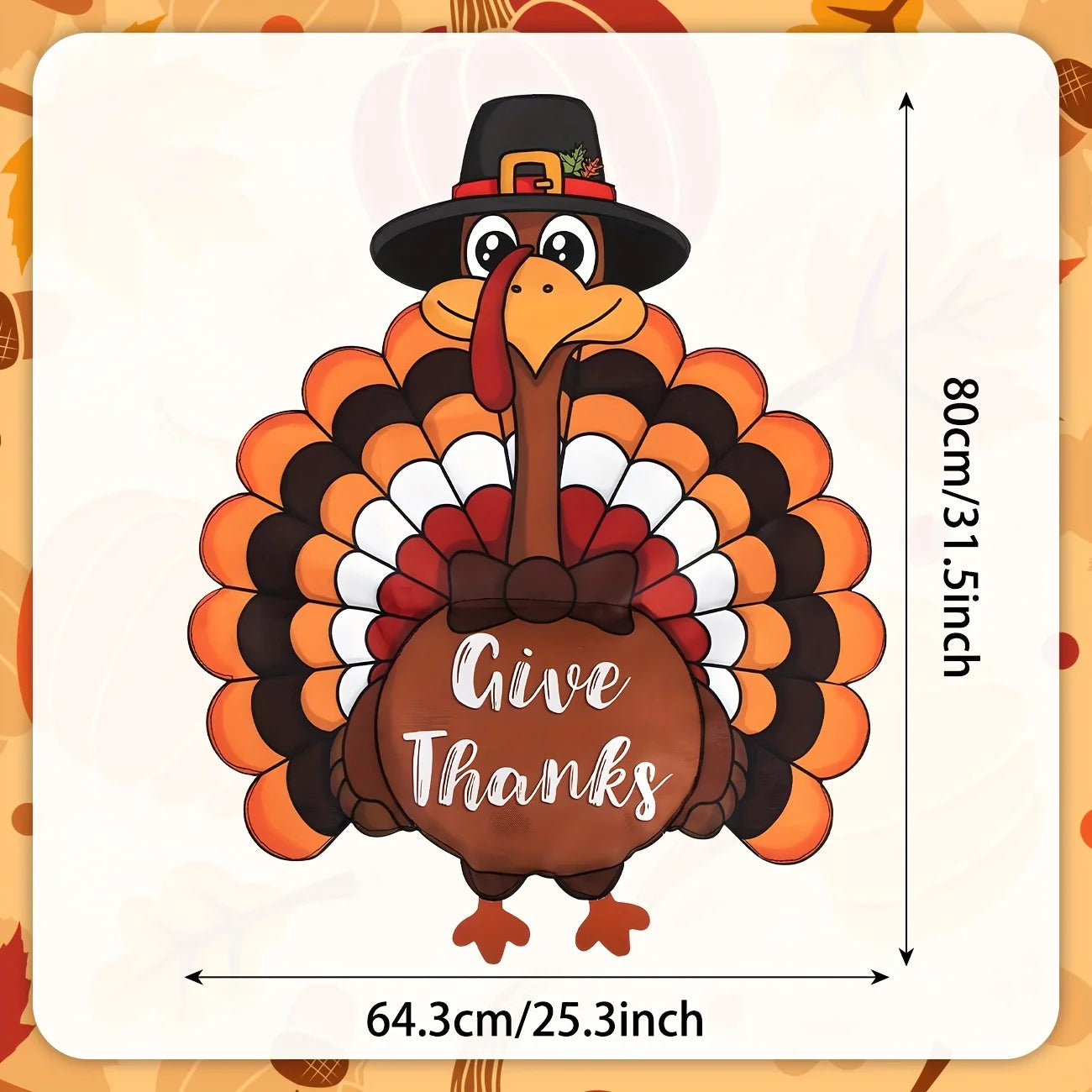 Thanksgiving Party Banner Decoration Turkey Wreath Banner for Front Wall Yard Signs, Thankful Blessed Grateful Turkey Banner