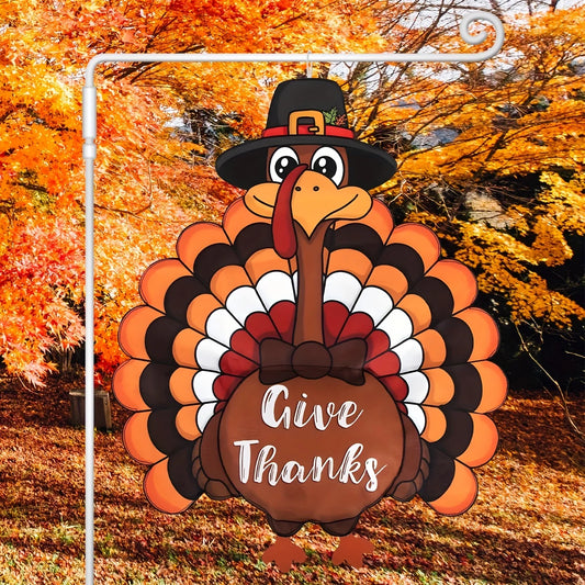 Thanksgiving Party Banner Decoration Turkey Wreath Banner for Front Wall Yard Signs, Thankful Blessed Grateful Turkey Banner