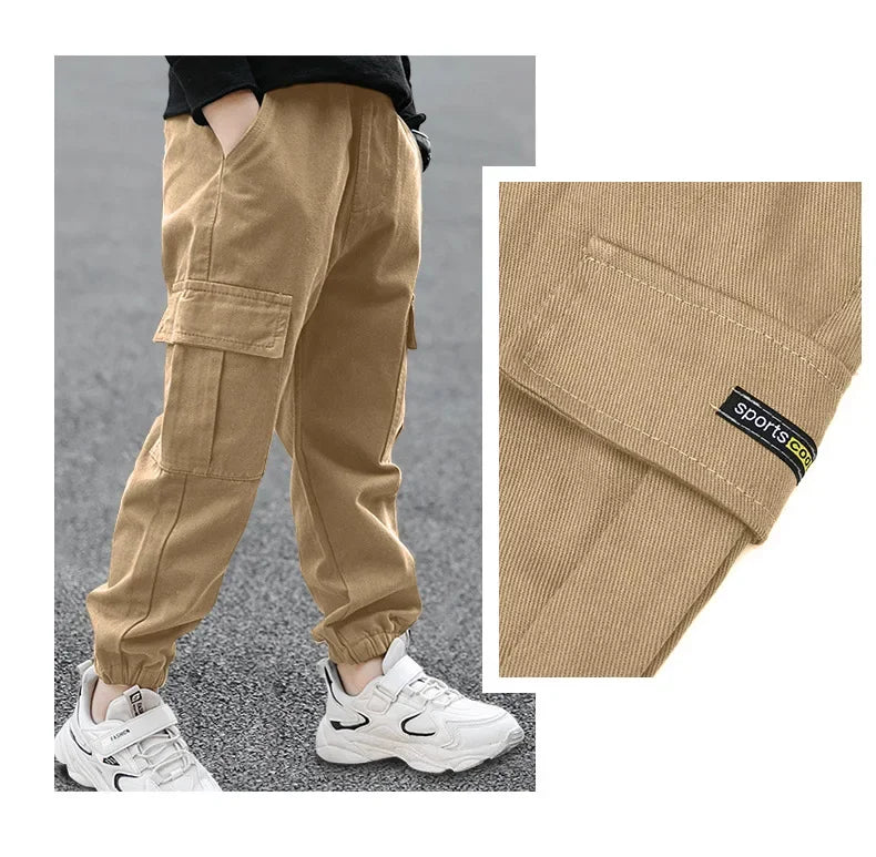 4-12 Years New Spring Autumn Boys Pants Letter Casual Long Style Trousers For Kids 3 Color