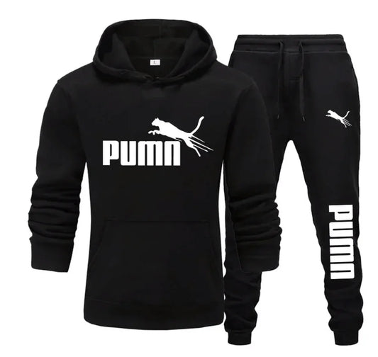 New autumn and winter men's pullover hoodie + pants 2-piece