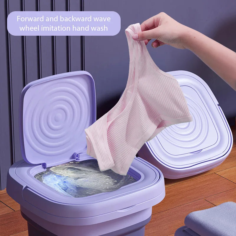 Folding Washing Machine Portable Mini Dehydratable Washing Machine for Socks Underwear Panties Dormitory Home Appliance US Plug