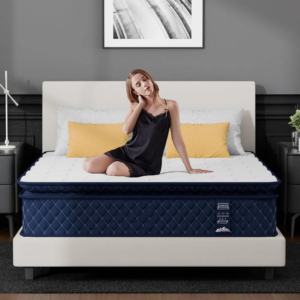 King Mattress 12 Inch, Memory Foam Hybrid King Size Mattress in a Box with Independent Spring, Medium Firm, Edge Support & Press
