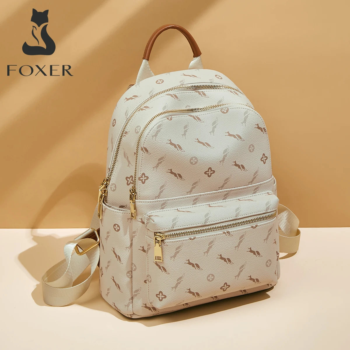 FOXER Women Travel Rucksack Female Casual Monogram Backpack