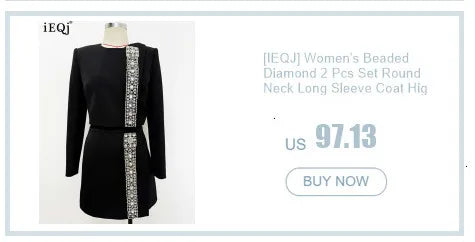 [Women's Beaded Design 2 Pcs Set Stand Collar High Waist Long Sleeve Sets Female Autumn