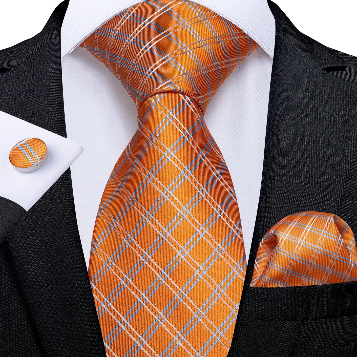 Gold Black Striped Silk Neck Ties