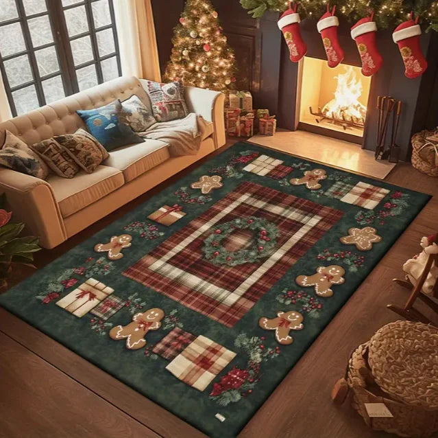 Gingerbread Man Carpet Christmas Tree Christmas Floor Mat Terrace Living Room Bedroom Balcony Camping Outdoor Carpet Decoration