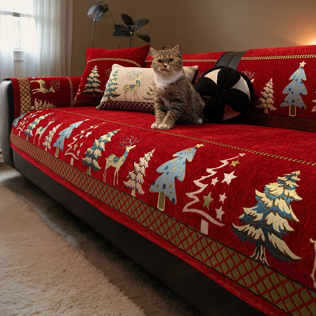 Chinese Style Chenille Sofa Slipcover, Couch Cover,  Pet Dog Friendly, Thick Plush Cover, Furniture, 1piece