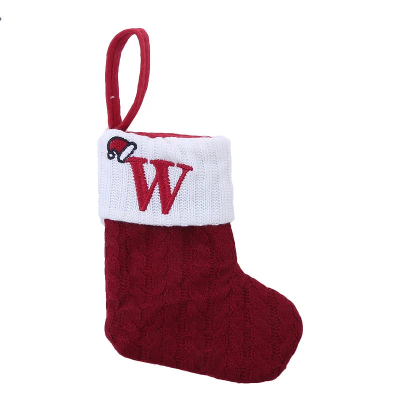 Christmas Socks Knitting Snowflake Letter Stocking Christmas Decoration For Home 2024 Xmas Tree Ornament Gift Navidad Natal 2025