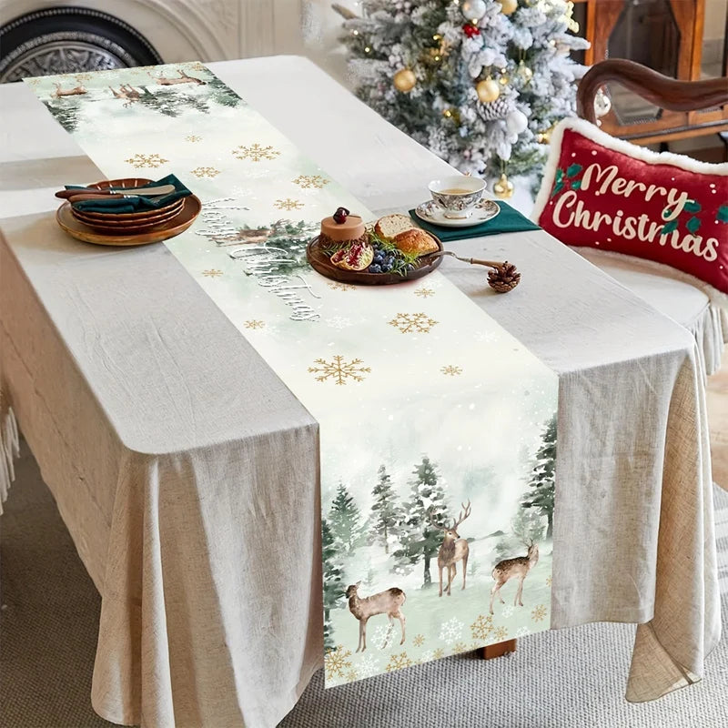 Christmas Table Runner Merry Christmas Decoration for Home Xmas Party