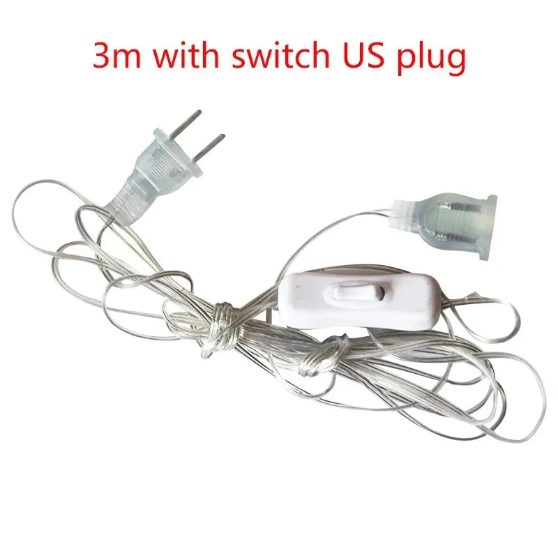 EU / US Plug 3 / 5m Extender Wire For LED String Light Christmas String Extension
