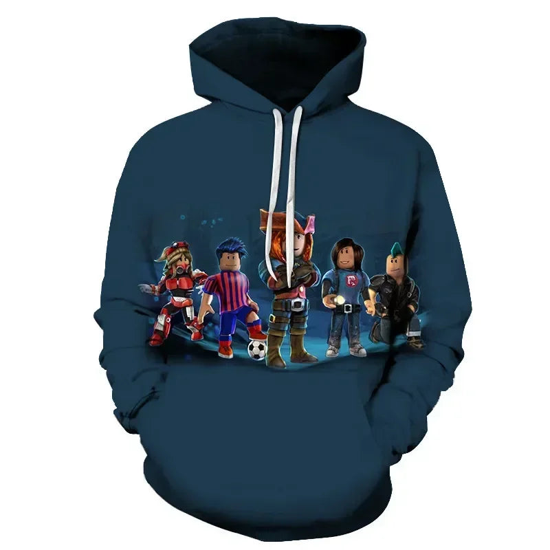 ROBLOX Digital Printing Hooded Sweater Hooded Pullover Couple Fashion Sweater Trendy Gift for Girls Kids Boys