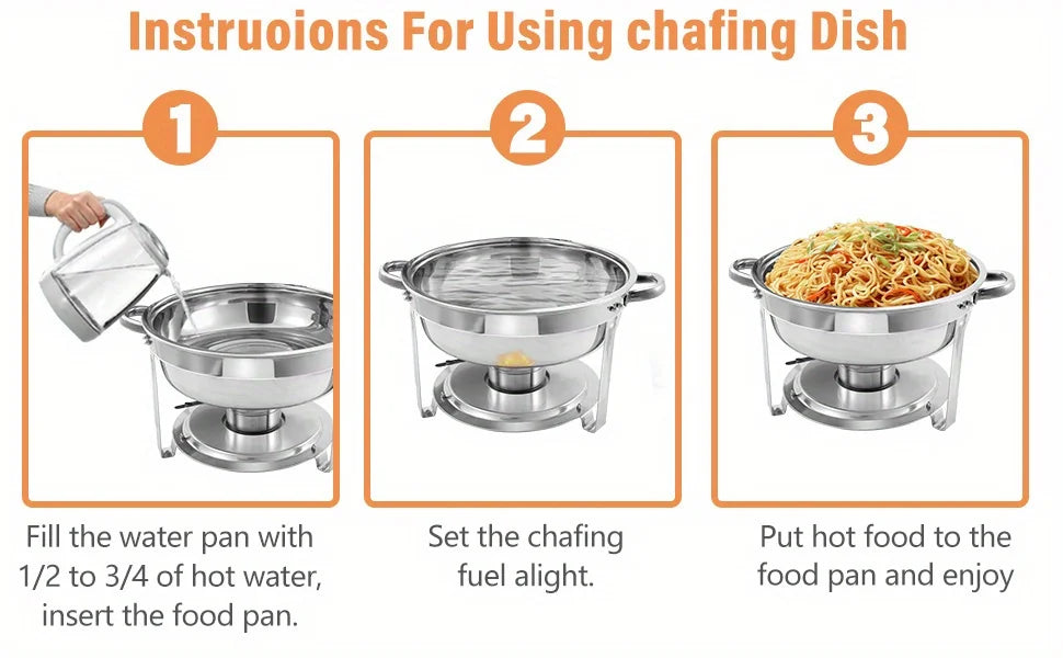 8 Pack Chafing Dish Buffet Set, Stainless Steel Food Warmer Kit with Lids, Food Pans, Water Pan and Fuel Holders for Restaurant