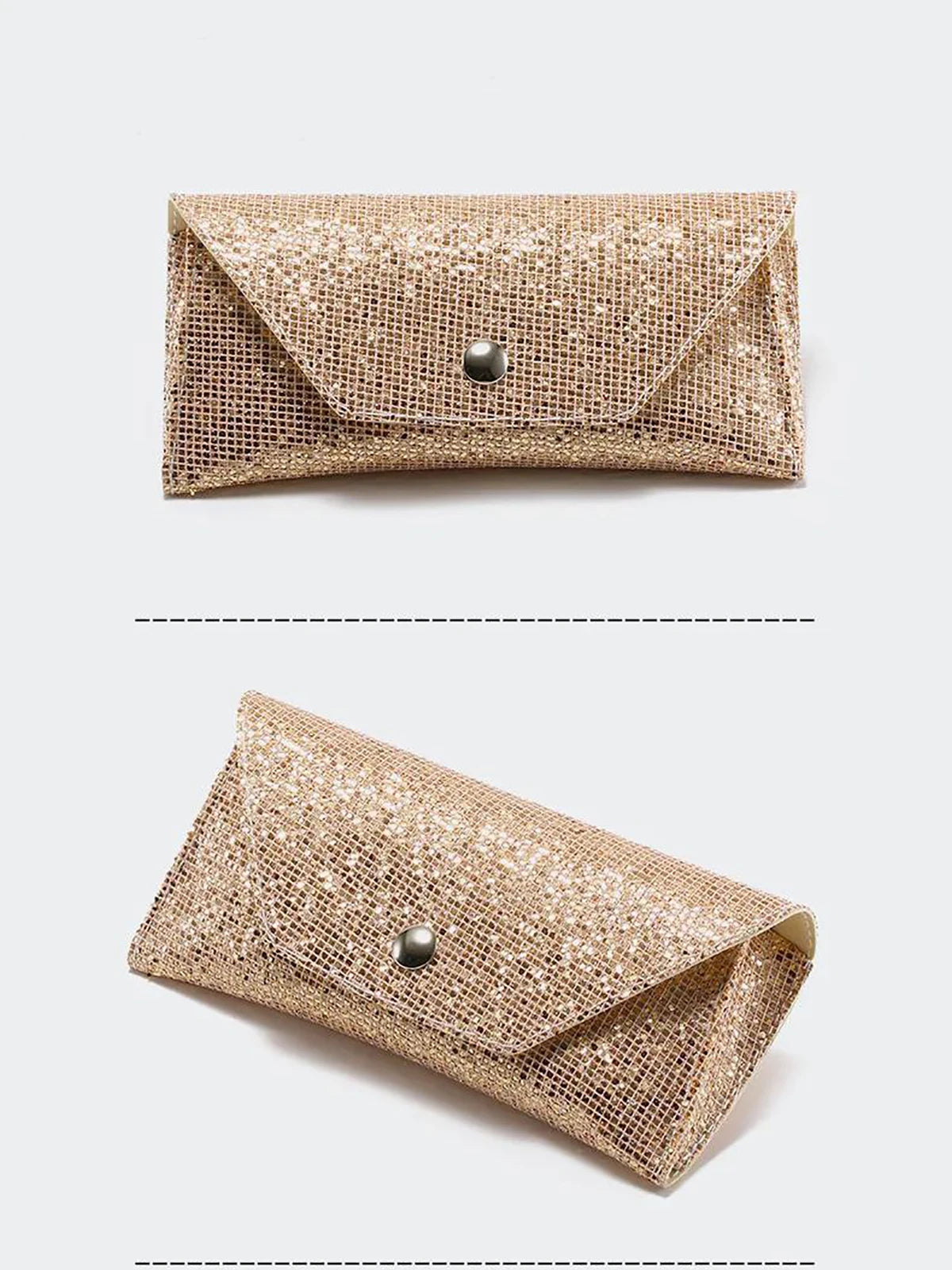 1pc Retro Soft Sequined Leather Sunglasses Case Portable Neutral