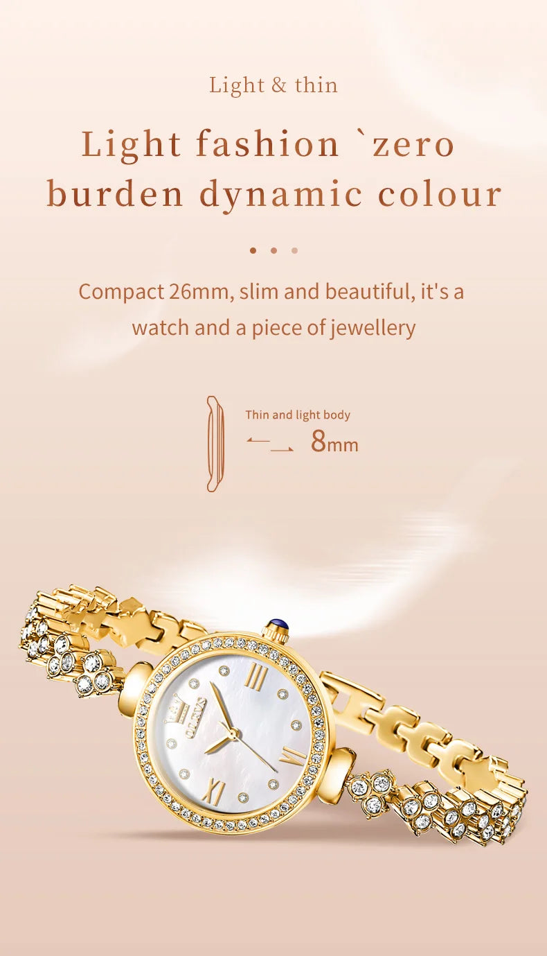 OLEVS 9903 Women Watchs Original Fashion Elegant Quartz Wristwatch Waterproof Luminous Bracelet Watch Band Diamond Bezel Reloj
