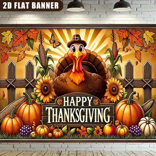 1 piece, colorful fruit corn flower Thanksgiving party theme Thanksgiving banner poster, party banner decoration supplies