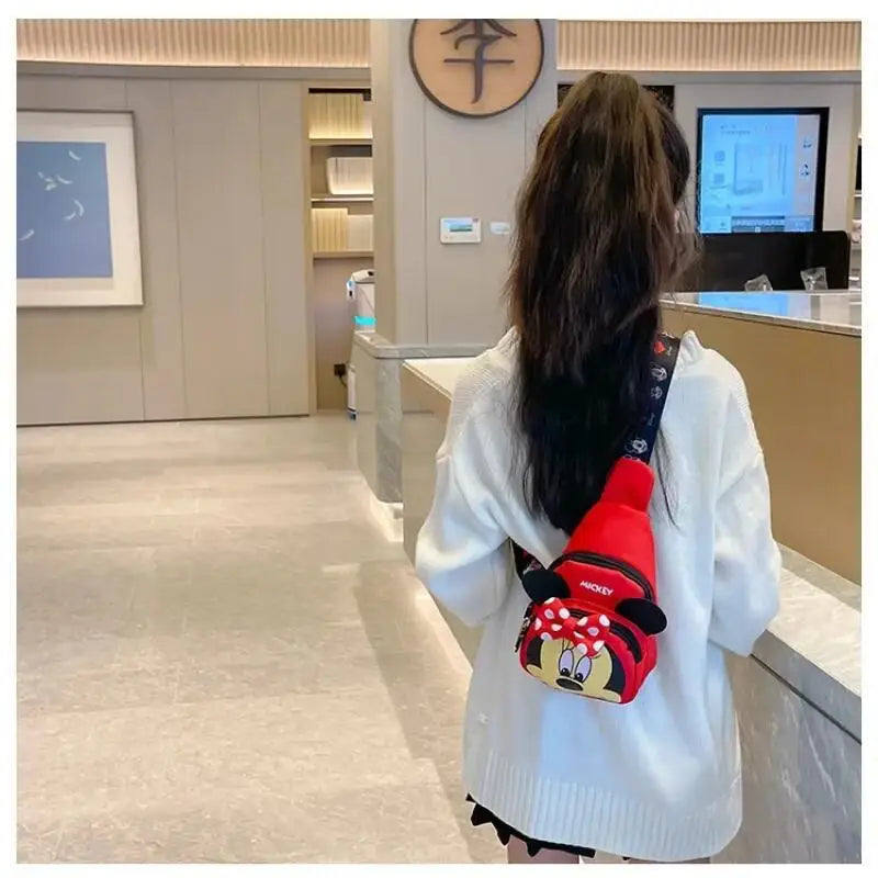 Disney 2024 New Fashion Mickey Cartoon Single Shoulder Crossbody Bag for Boys and Girls Cute Girls Coin Crossbody Bag