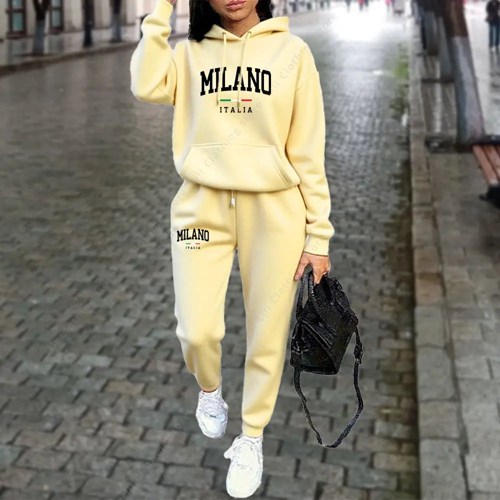 Autumn Winter Women's Sets 2pcs Hoodies Pants Suit Sports Outfits