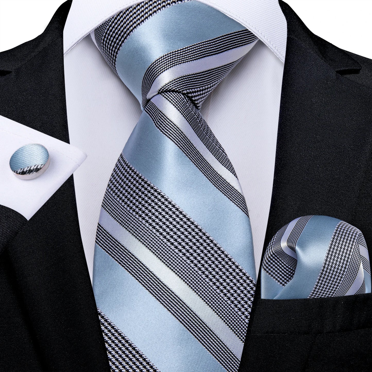 Gold Black Striped Silk Neck Ties