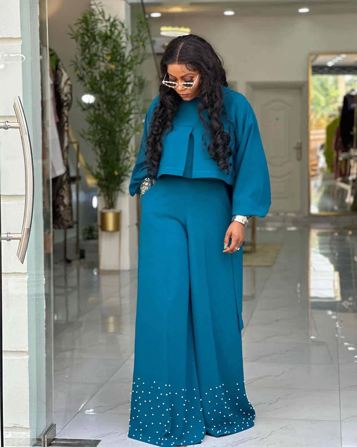 2 Piece Women Matching Sets Solid Color Two Pieces Sets Top And Pants Suits Outfits Clothing