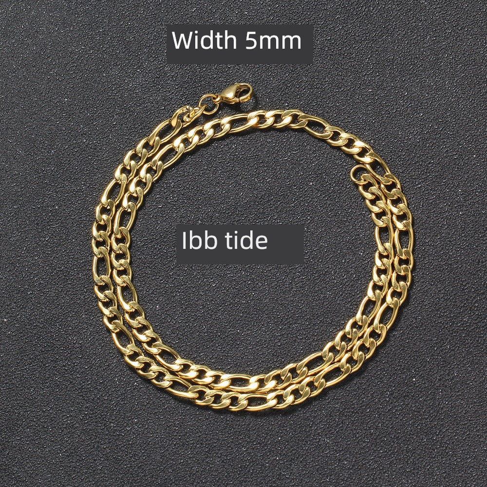 Fashion Men European and American Street Figaro Titanium Steel Cuban Link Chain