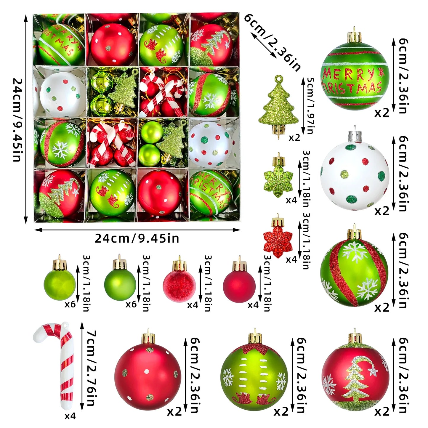 34/12/9pcs Grinch Christmas Ball Decorations