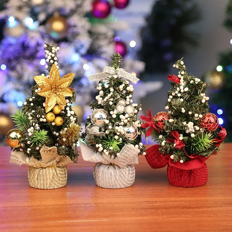 20cm Mini Christmas Tree White Gold Small Xmas Tree Desk size
