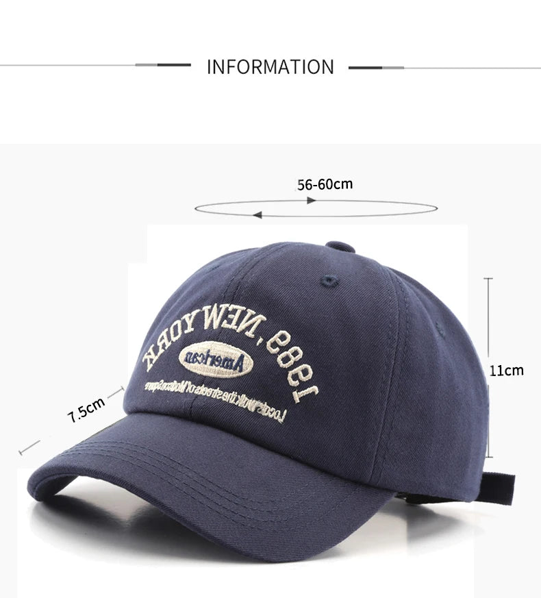 Korean Retro Baseball Hat Women's Autumn Winter Versatile Ins Street Letter Embroidered Caps Summer Couple Men