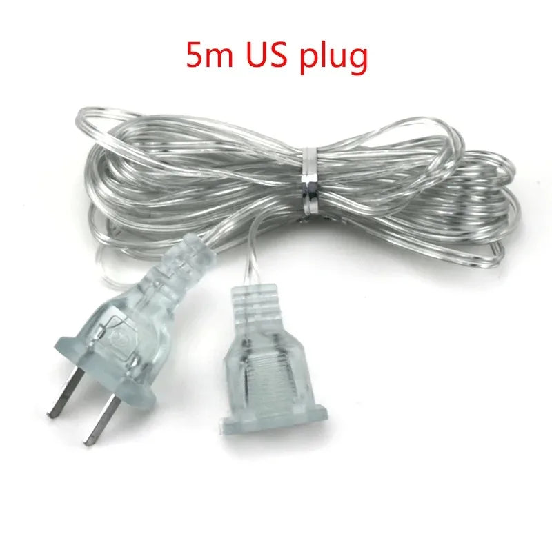 EU / US Plug 3 / 5m Extender Wire For LED String Light Christmas String Extension