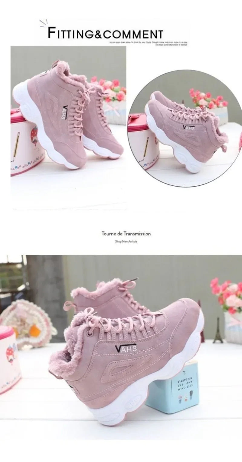 New Winter Thick-soled Women's Sneakers Warm Plus Velvet Cotton Shoes Height-increasing Non-slip Platform Women Shoes Snow Boots