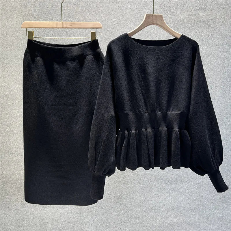 Autumn Elegant 2 Two Piece Set Women Fashion Casual Pullover Sweater