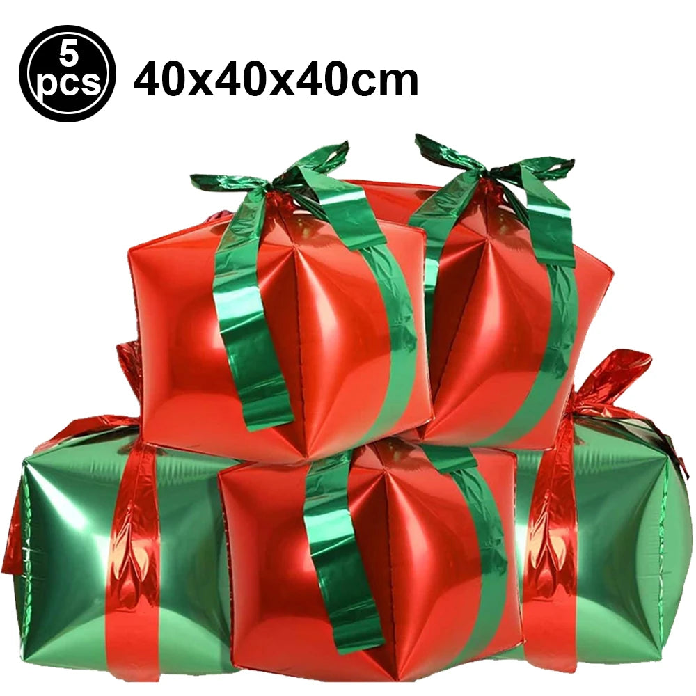 Christmas Inflatable Reindeer Balloons Standing Elk Xmas Gift Box Foil Balloons Christmas Birthday Decoration kids Party Ballons