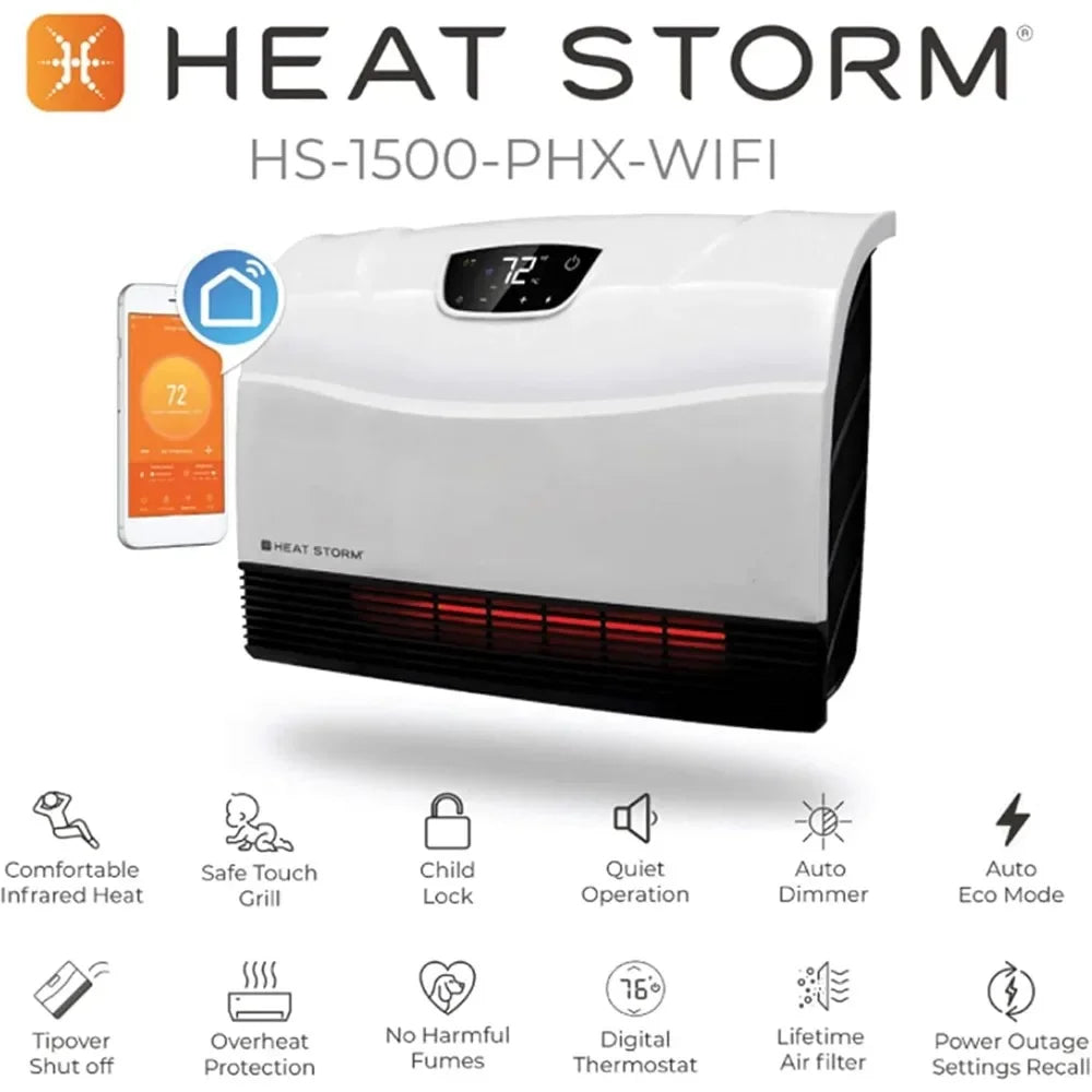 home.HS-1500-PHX-WIFI Infrared Heater, Wifi Wall Mounted