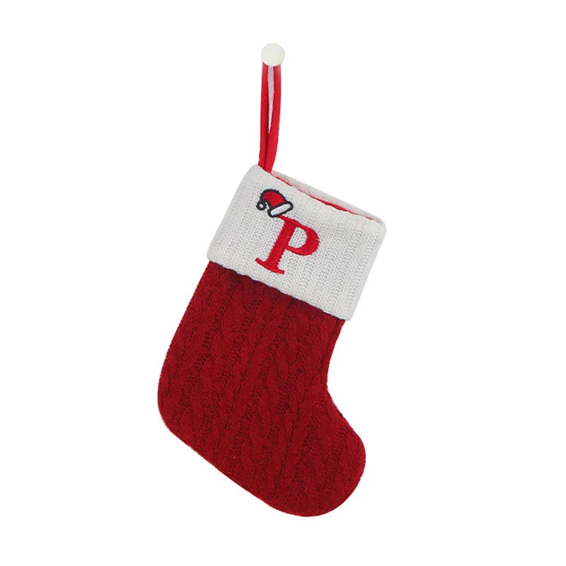 Christmas Socks Knitting Snowflake Letter Stocking Christmas Decoration For Home 2024 Xmas Tree Ornament Gift Navidad Natal 2025