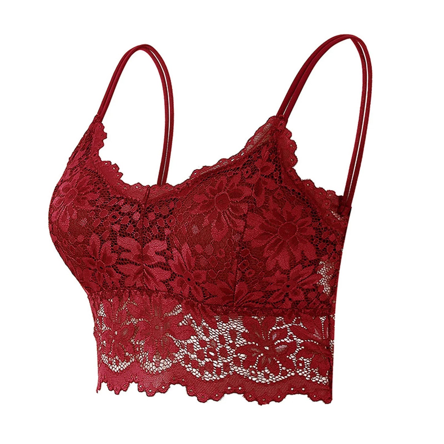 Sexy Strapless Floral Lace Bra For Women Plus Size Comfort Wireless Bras Padded Top Bra For Women High Elastic No Steel Ring Bra