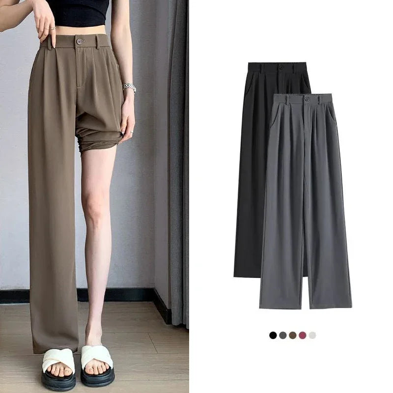Women Suit Pants Lady Classic Fashion Trousers Female Comfortable Straight Leg Pants  Casual Baggy Long Slacks