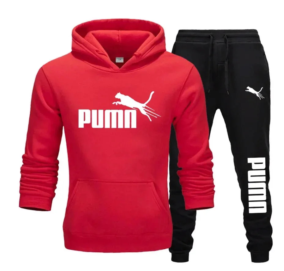 New autumn and winter men's pullover hoodie + pants 2-piece